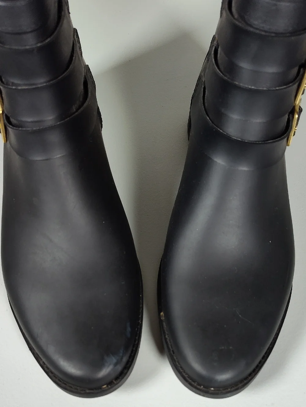 Loeffler Randall Fenton black‎ rubber ankle rain boots 7